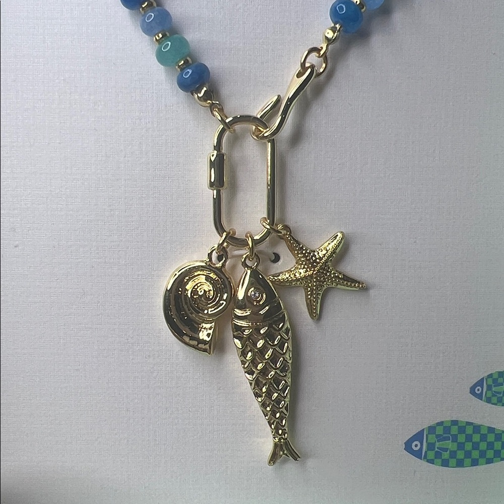 Piper K | Dyed Quartz Fish Starfish Seashell Coastal The Cape Necklace - Picture 3 of 9
